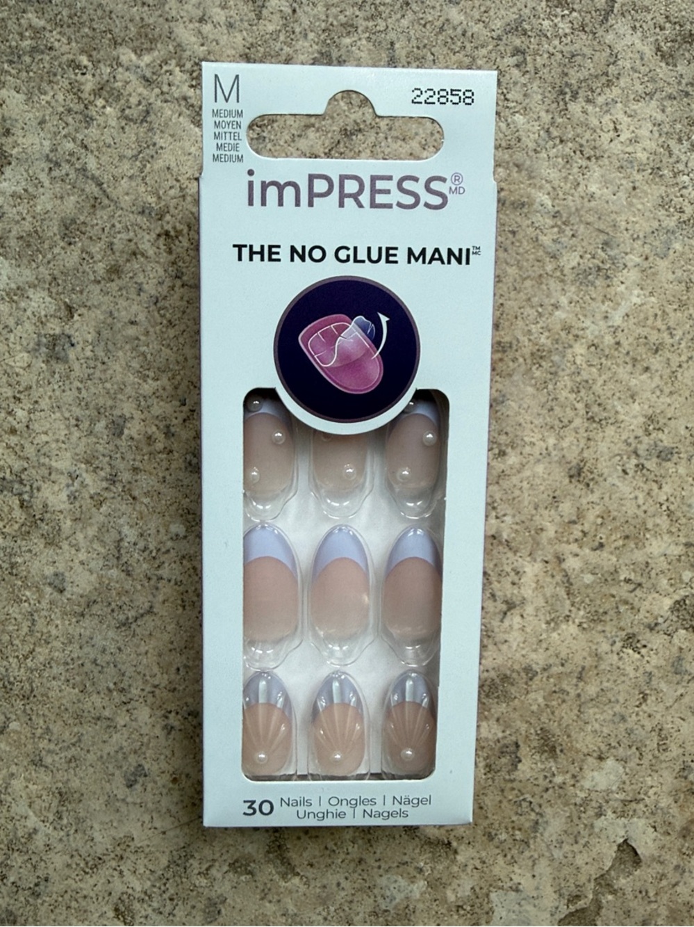 imPRESS No Glue Press-On Nails Nude French Pearl Medium 30 Count